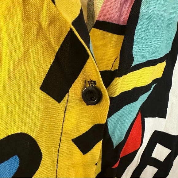 Big Dart Women’s Long Sleeve Multicolor Button Front Modern Art Blouse Sz 3X GUC - Picture 4 of 7